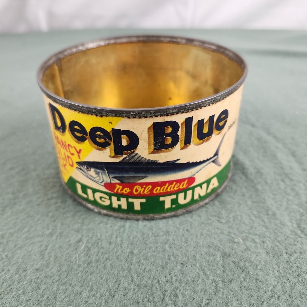 Vintage Deep Blue Light Tuna‎ Tin Can Japan